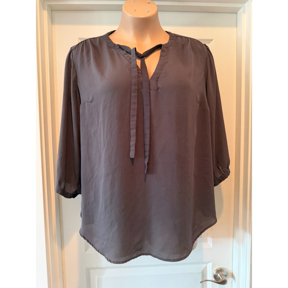 Torrid 3X Tunic Tie Front Semi Sheer 3/4 Sleeve Chocolate Brown Breezy Popover